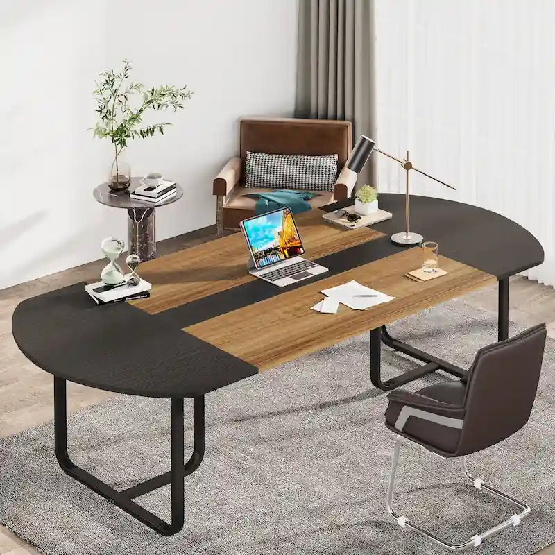 70.86 Bureau d'ordinateur de direction ovale courbé moderne pour bureau à domicile