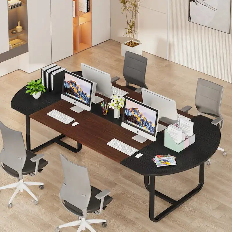 70.86 Bureau d'ordinateur de direction ovale courbé moderne pour bureau à domicile
