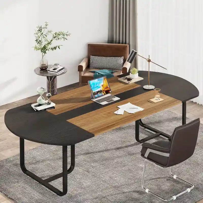 70.86 Bureau d'ordinateur de direction ovale courbé moderne pour bureau à domicile