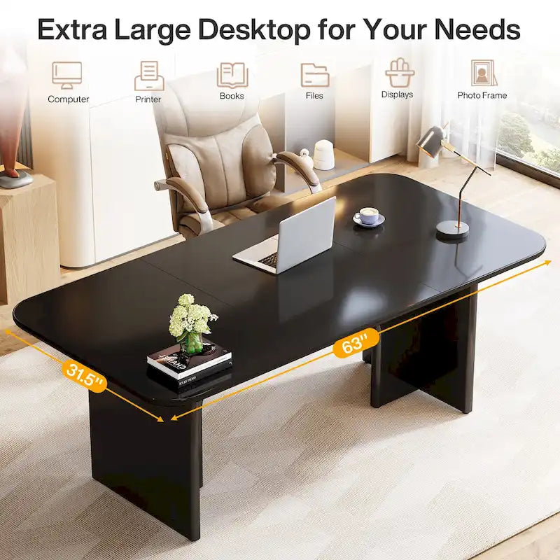 63 bureau de direction, grand bureau d'ordinateur, bureau moderne pour la maison