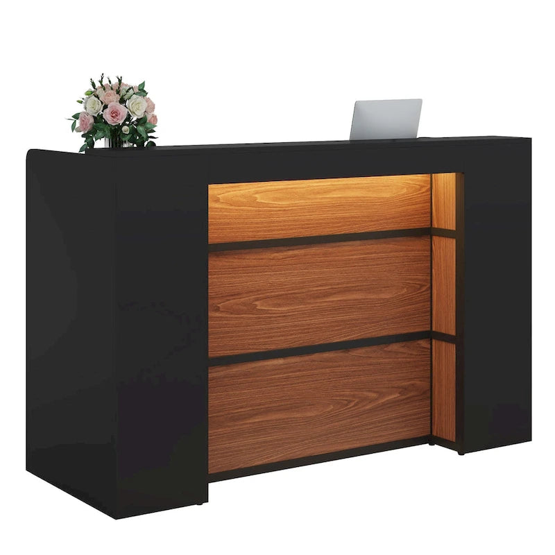 Comptoir d'accueil LED de 63 pouces avec panneaux privés pour la caisse au détail, magasin, bureau, hall, boutique, clinique