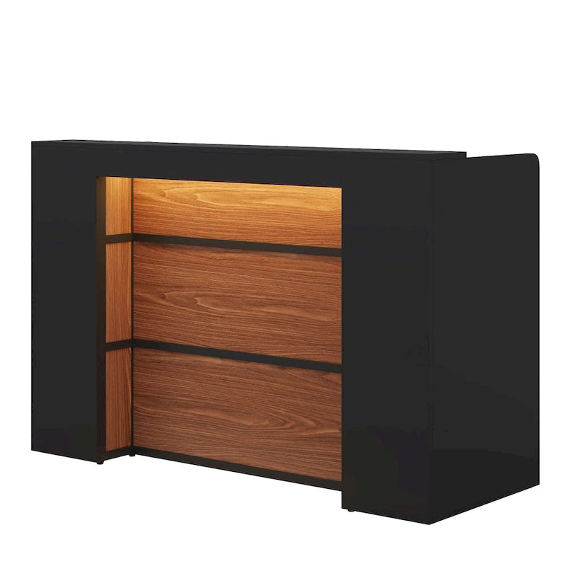Comptoir d'accueil LED de 63 pouces avec panneaux privés pour la caisse au détail, magasin, bureau, hall, boutique, clinique