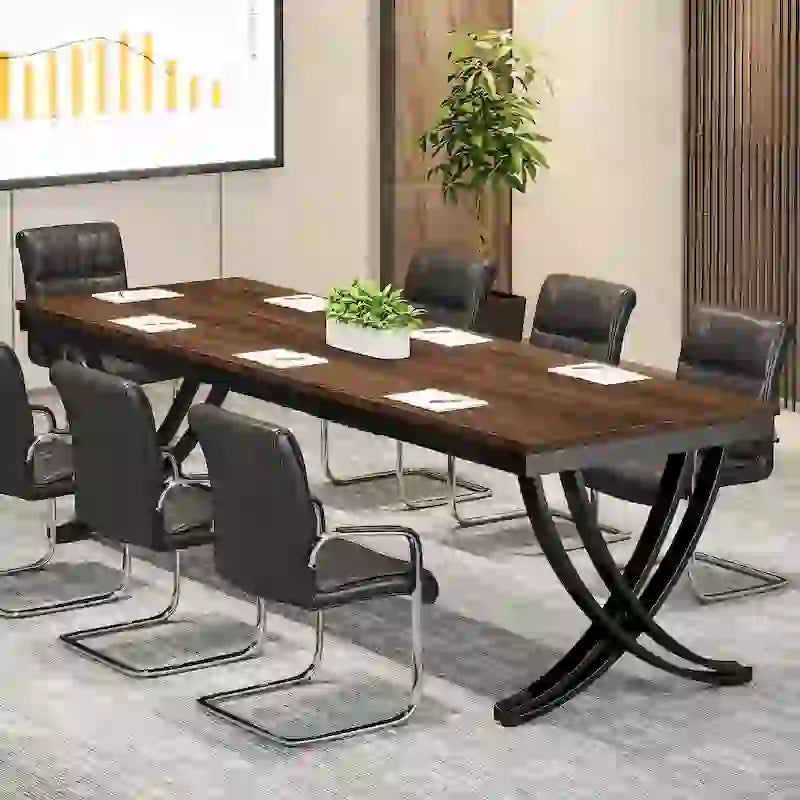 Table de conférence de 1,98 m pour 6-8 personnes, table de séminaire rectangulaire de 198 cm de long