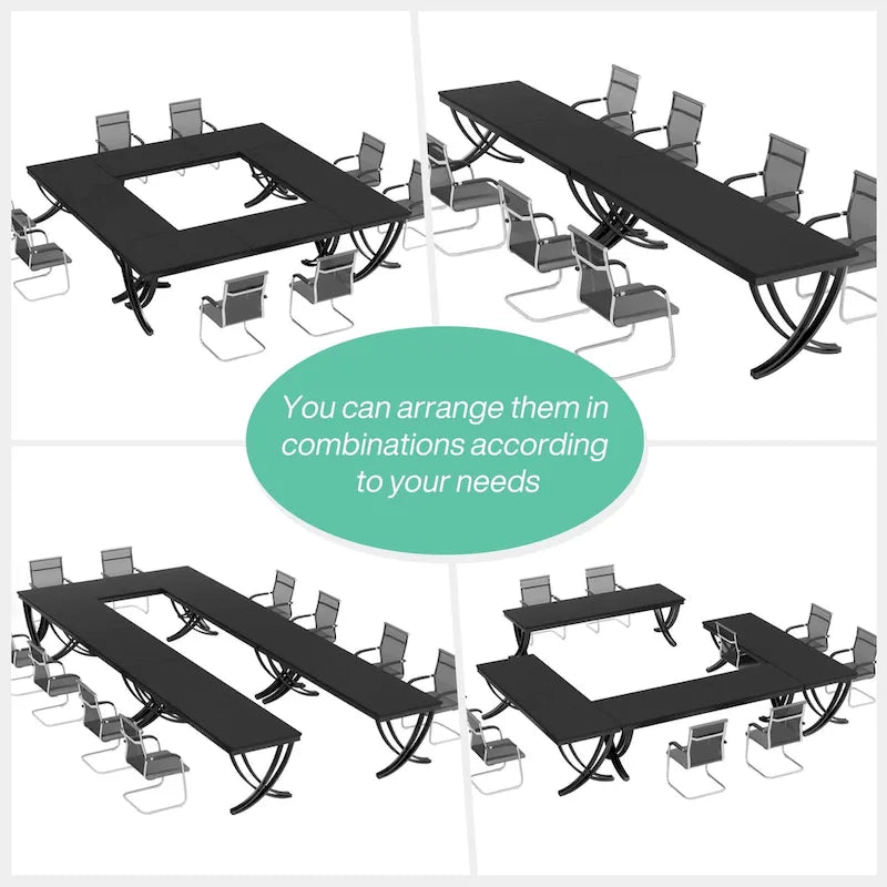 Table de conférence de 1,98 m pour 6-8 personnes, table de séminaire rectangulaire de 198 cm de long