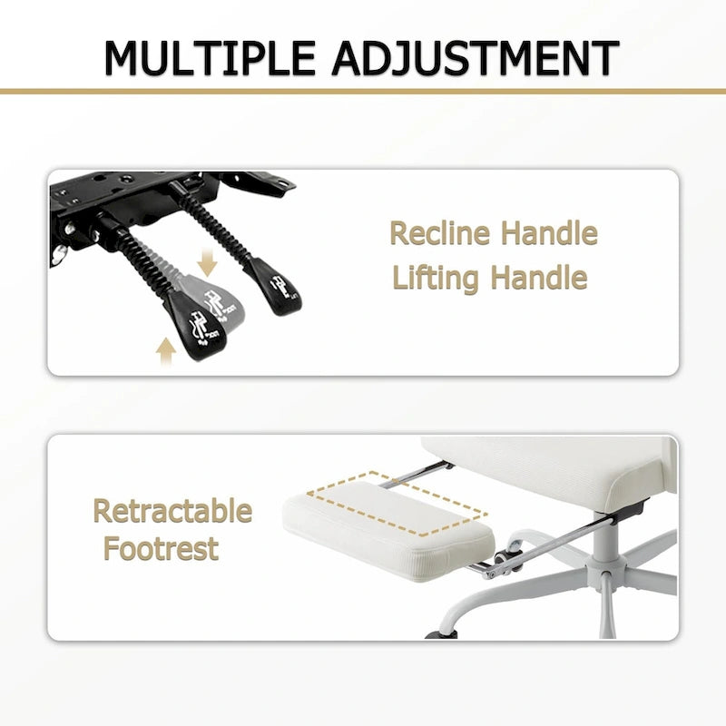 Chaise de bureau ergonomique pivotante en maille avec repose-pieds