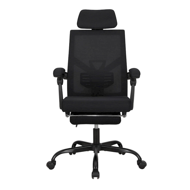 Chaise de bureau ergonomique pivotante en maille avec repose-pieds