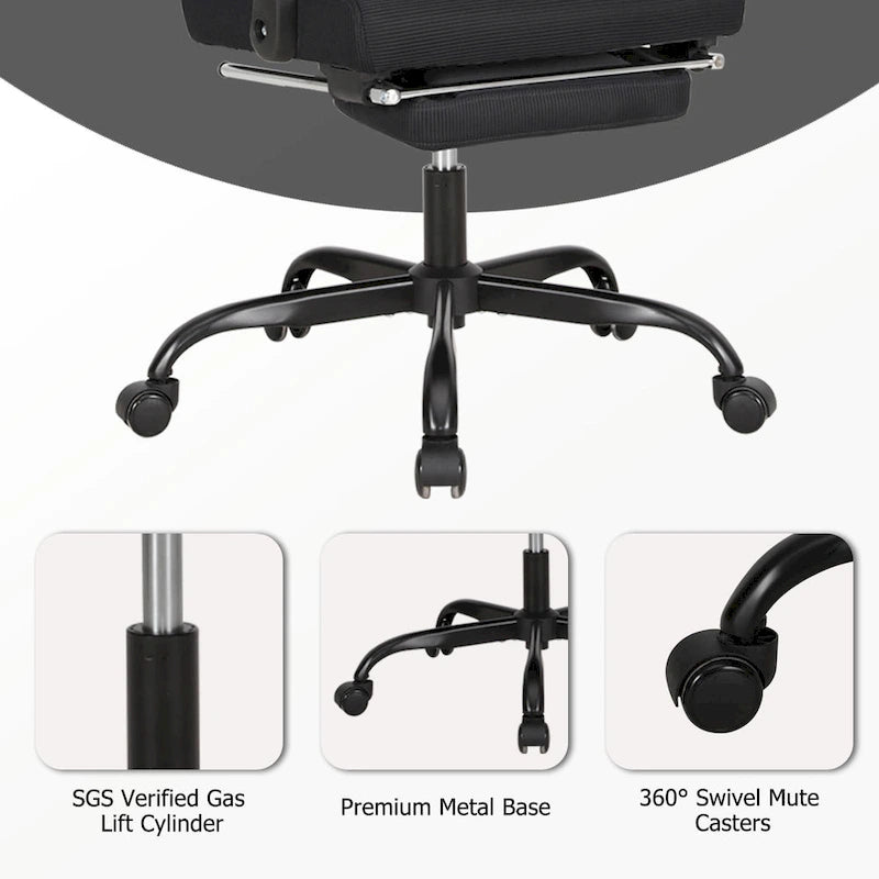 Chaise de bureau ergonomique pivotante en maille avec repose-pieds