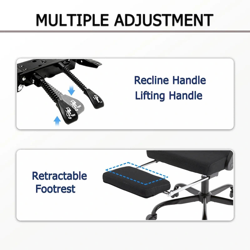 Chaise de bureau ergonomique pivotante en maille avec repose-pieds