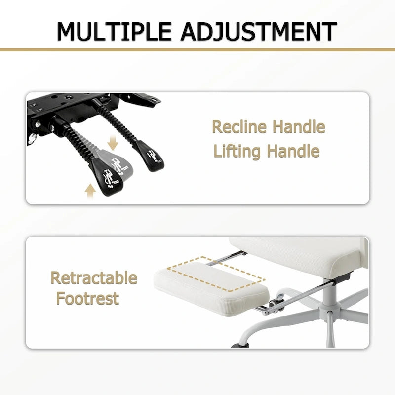 Chaise de bureau ergonomique pivotante en maille avec repose-pieds