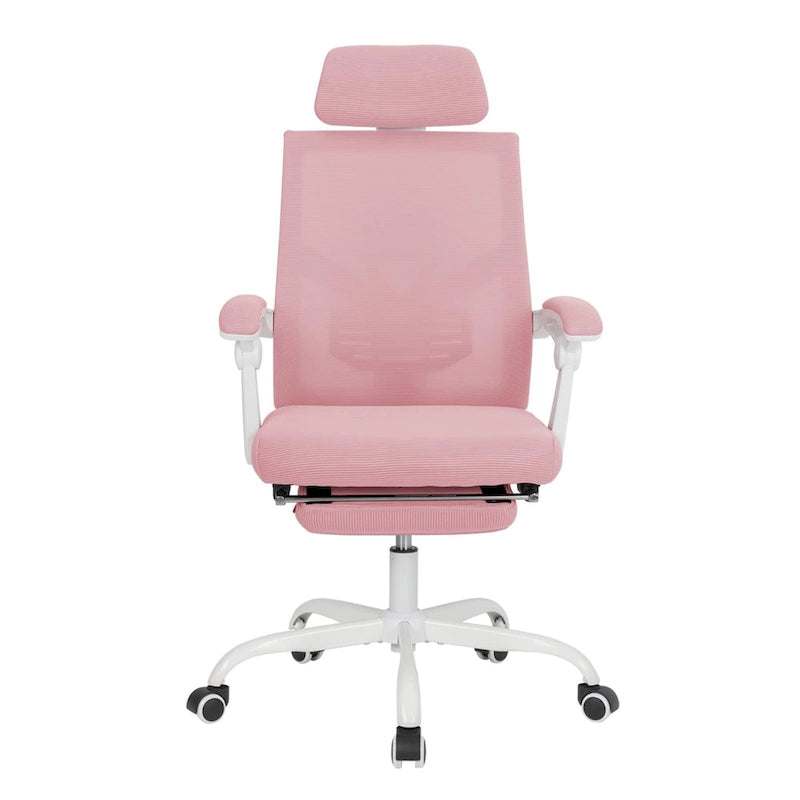 Chaise de bureau ergonomique pivotante en maille avec repose-pieds