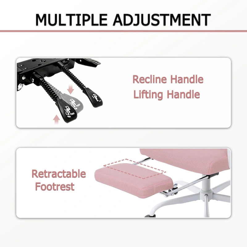 Chaise de bureau ergonomique pivotante en maille avec repose-pieds