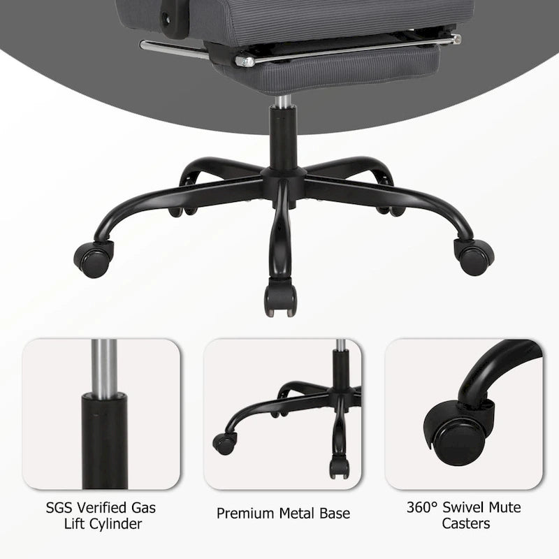 Chaise de bureau ergonomique pivotante en maille avec repose-pieds