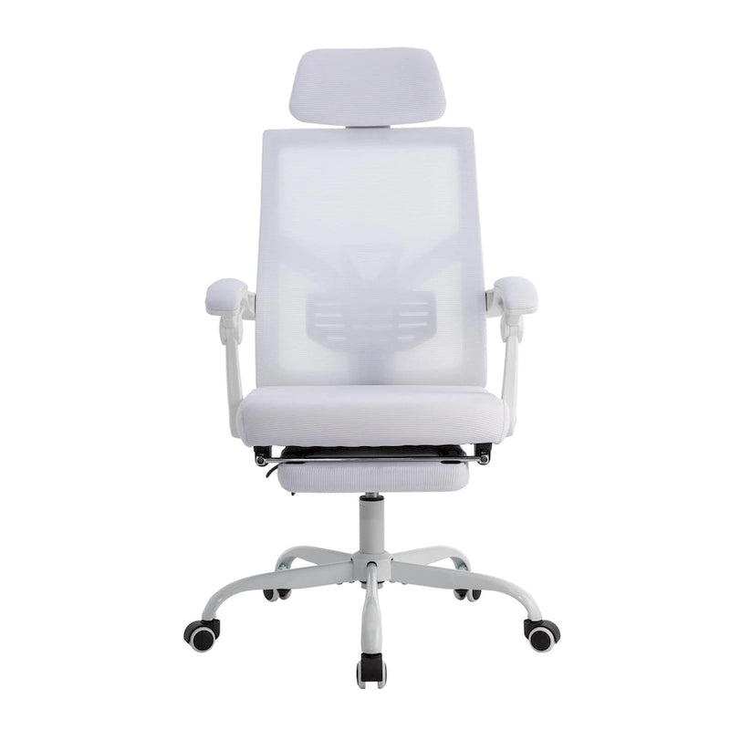 Chaise de bureau ergonomique pivotante en maille avec repose-pieds