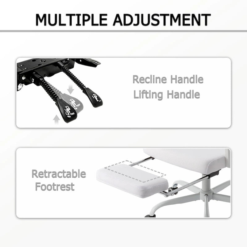 Chaise de bureau ergonomique pivotante en maille avec repose-pieds
