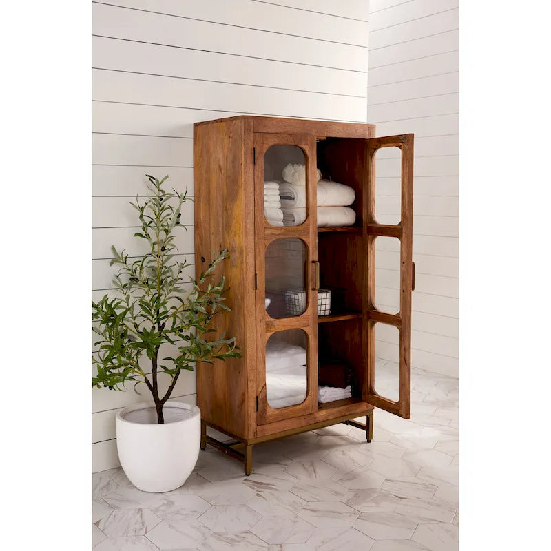 Vitrine Apollo en bois à deux portes - 30 x 16 x 61