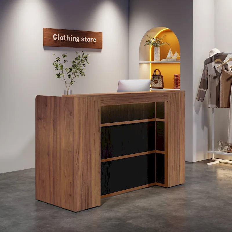 Grand Bureau de Réception avec Lumières LED pour Salon, Salle d'Attente, Magasin, Bureau, Hall d'Entrée, Boutique, Clinique