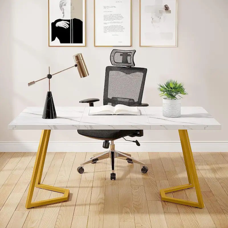 Bureau d'ordinateur de 140 cm, table de bureau avec pieds en métal pour la maison ou le bureau