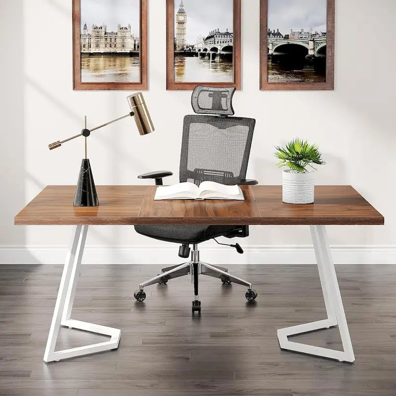 Bureau d'ordinateur de 140 cm, table de bureau avec pieds en métal pour la maison ou le bureau