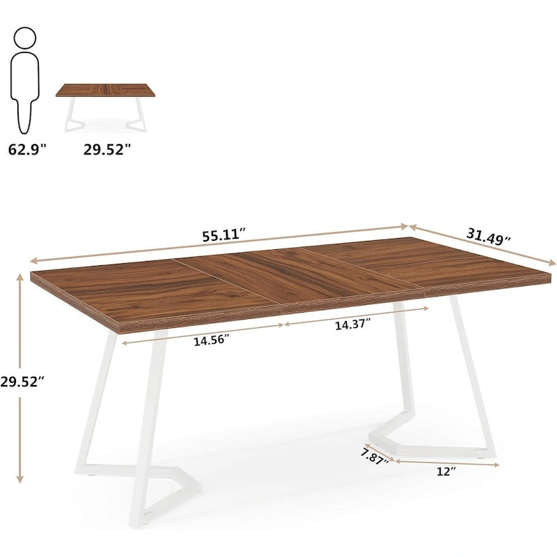 Bureau d'ordinateur de 140 cm, table de bureau avec pieds en métal pour la maison ou le bureau