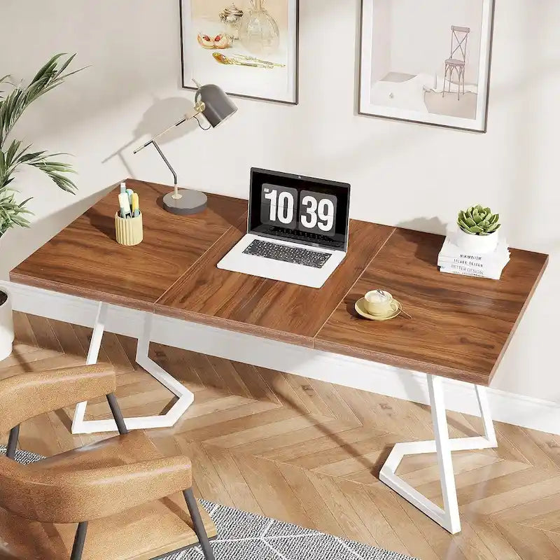 Bureau d'ordinateur de 140 cm, table de bureau avec pieds en métal pour la maison ou le bureau