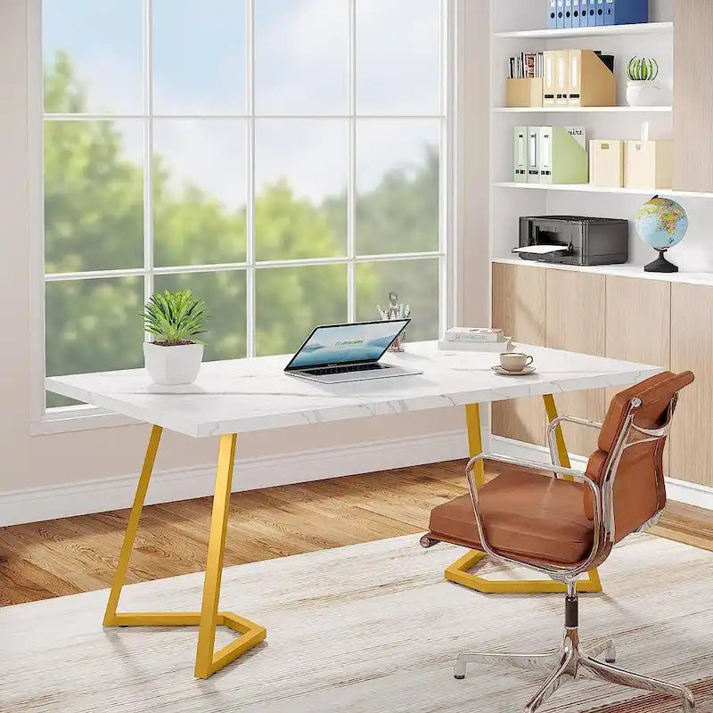 Bureau d'ordinateur de 140 cm, table de bureau avec pieds en métal pour la maison ou le bureau