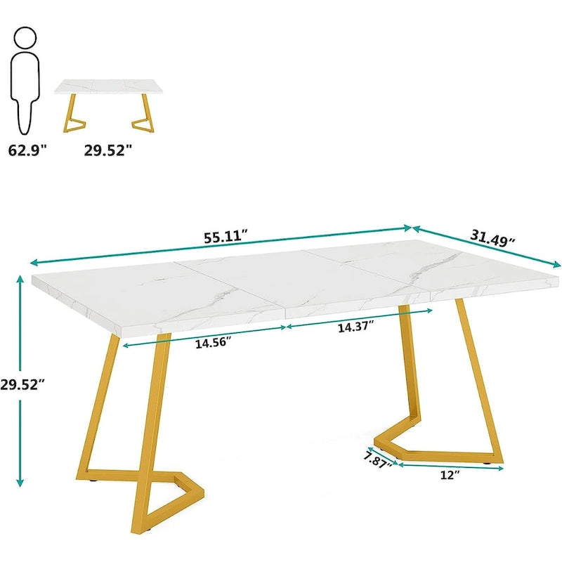 Bureau d'ordinateur de 140 cm, table de bureau avec pieds en métal pour la maison ou le bureau