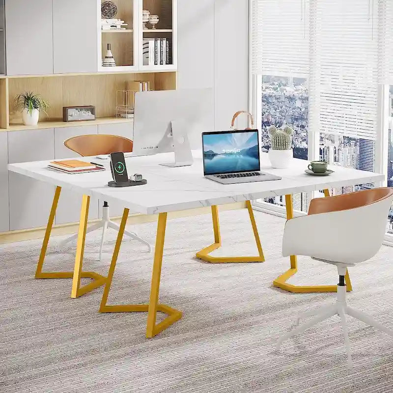 Bureau d'ordinateur de 140 cm, table de bureau avec pieds en métal pour la maison ou le bureau