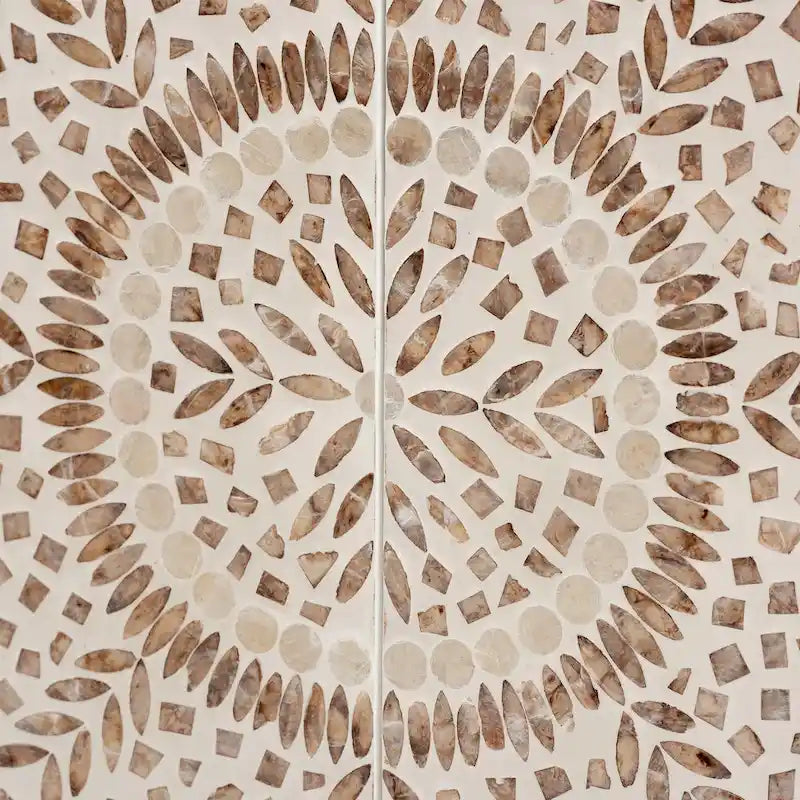 Meuble de rangement Ercilia Bohème Moderne Blanc et Marron Rustique en Nacre