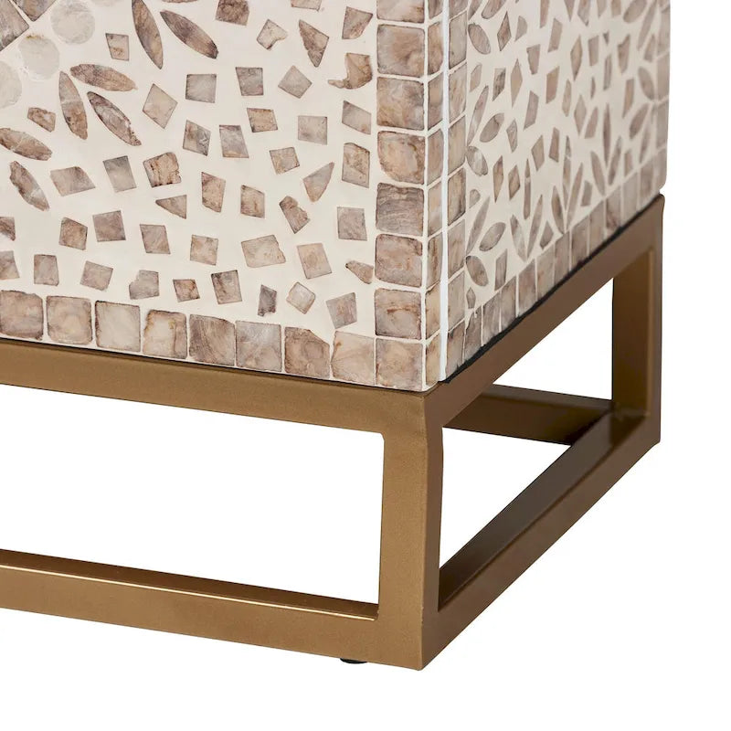 Meuble de rangement Ercilia Bohème Moderne Blanc et Marron Rustique en Nacre