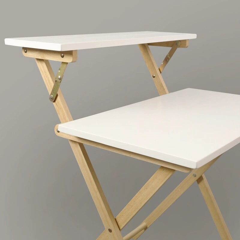 Bureau de travail pliable pour ordinateur portable en bois massif à 2 niveaux