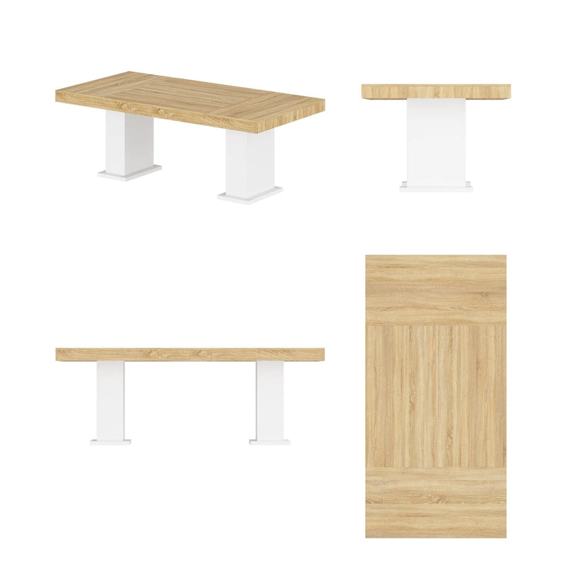 Bureau d'ordinateur/Table à manger grande en bois pratique avec base blanche
