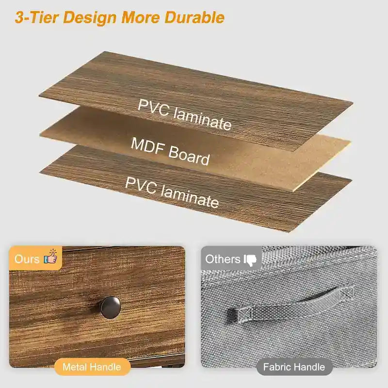 VECELO Lit plateforme 3 pièces avec tête de lit en bois et 2 tables de chevet modernes