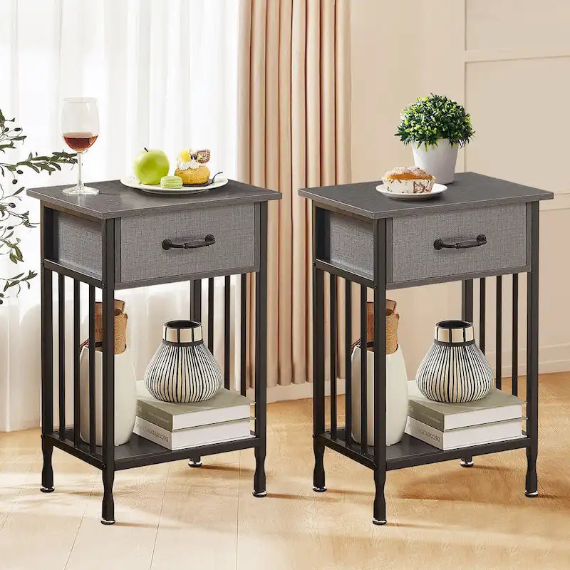 VECELO Lot de 2 tables de chevet modernes avec tiroir et étagère de rangement