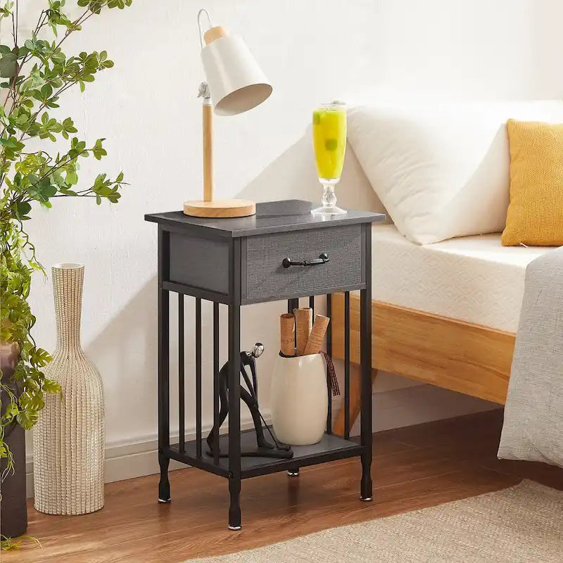 VECELO Lot de 2 tables de chevet modernes avec tiroir et étagère de rangement