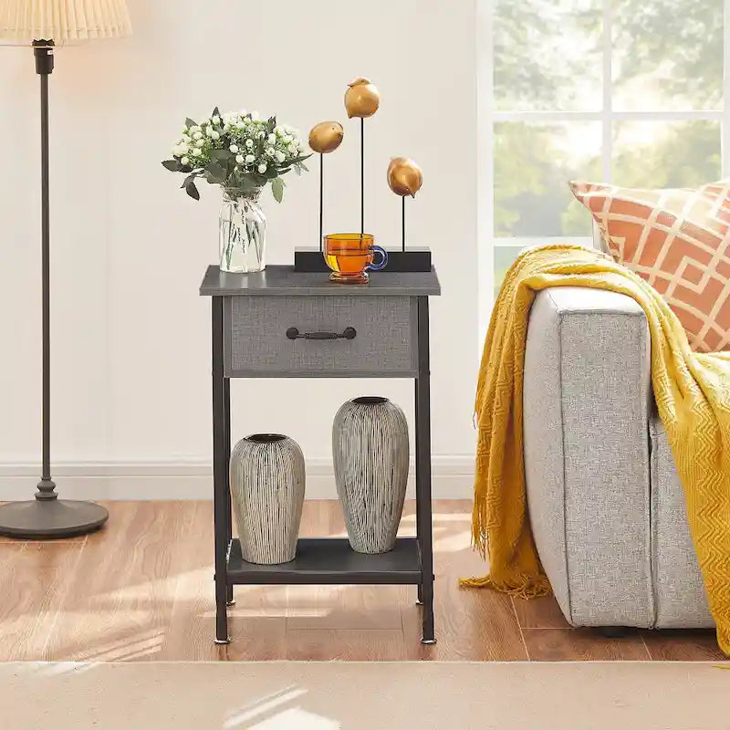 VECELO Lot de 2 tables de chevet modernes avec tiroir et étagère de rangement