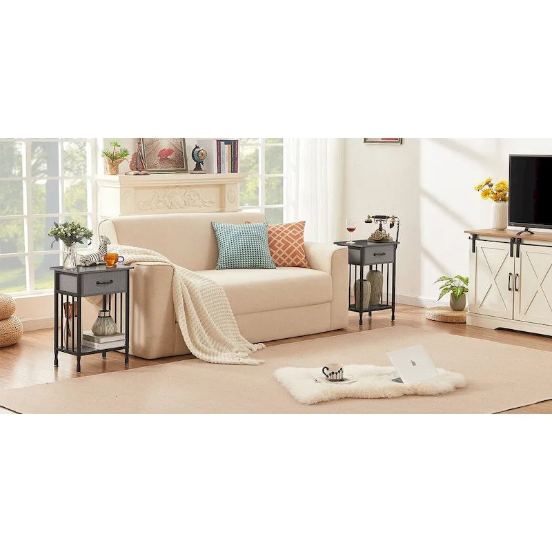 VECELO Lot de 2 tables de chevet modernes avec tiroir et étagère de rangement