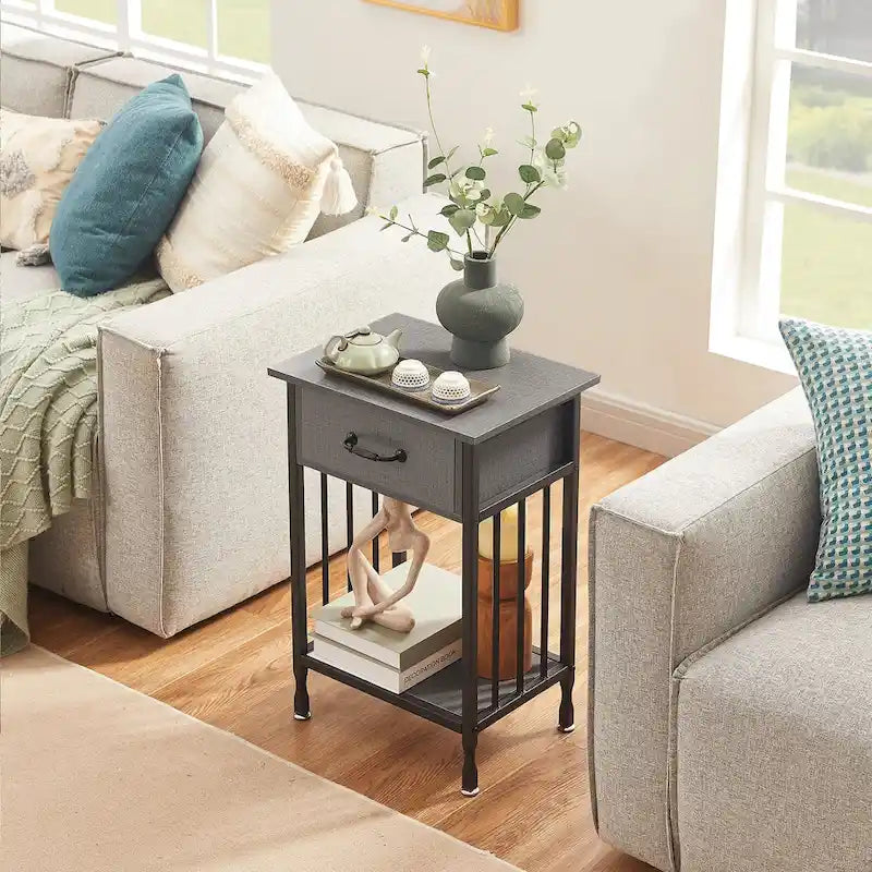 VECELO Lot de 2 tables de chevet modernes avec tiroir et étagère de rangement