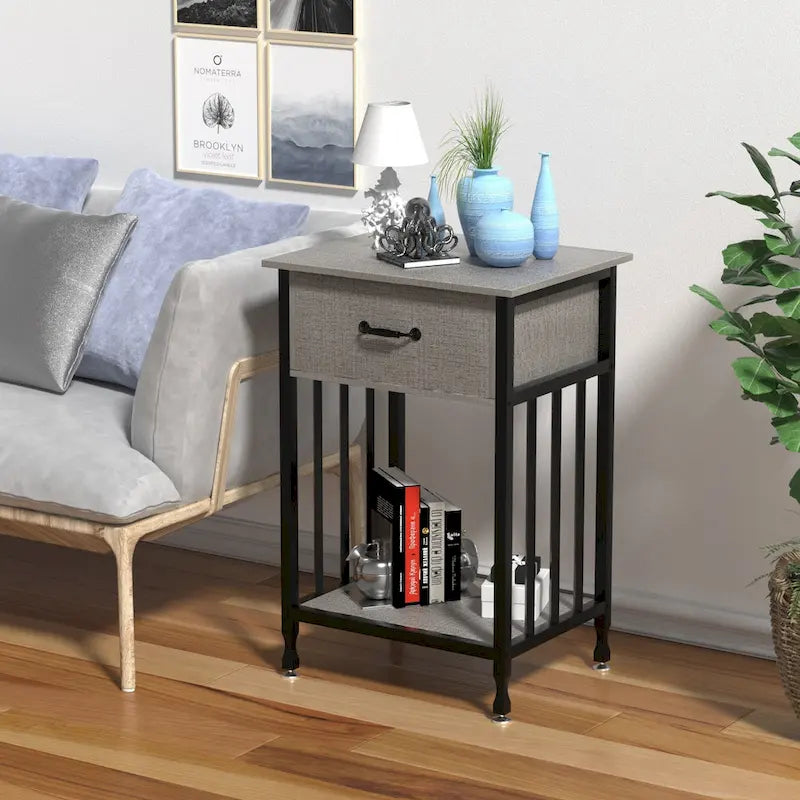 VECELO Lot de 2 tables de chevet modernes avec tiroir et étagère de rangement