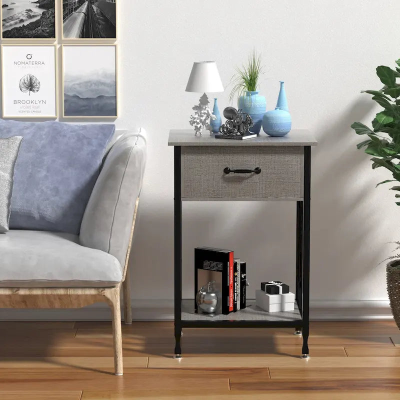 VECELO Lot de 2 tables de chevet modernes avec tiroir et étagère de rangement