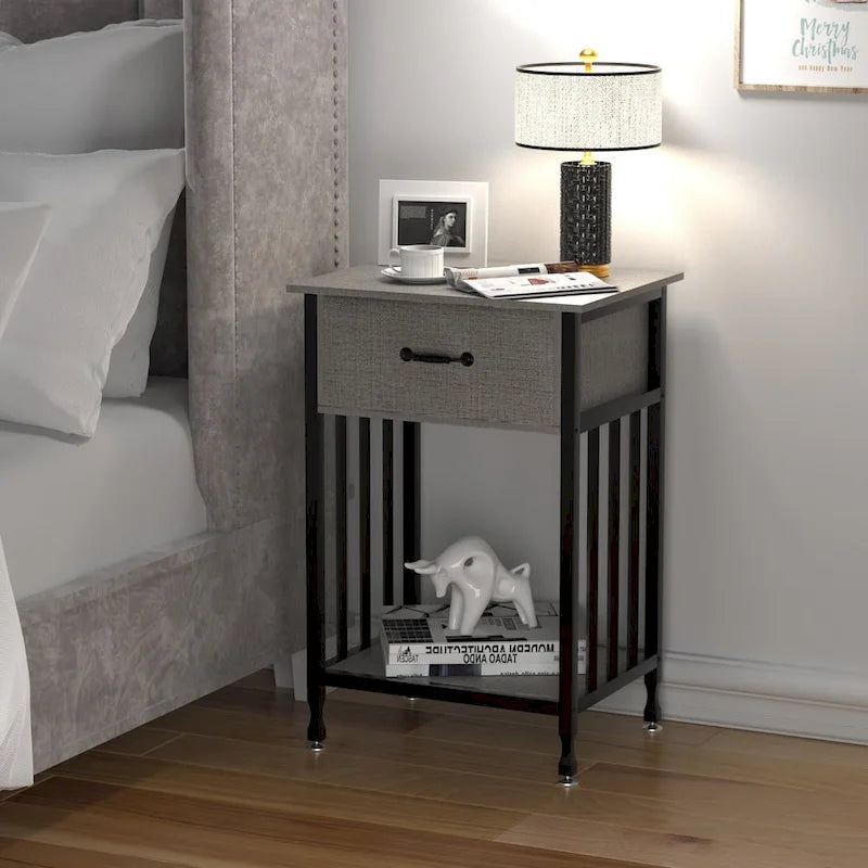 VECELO Lot de 2 tables de chevet modernes avec tiroir et étagère de rangement