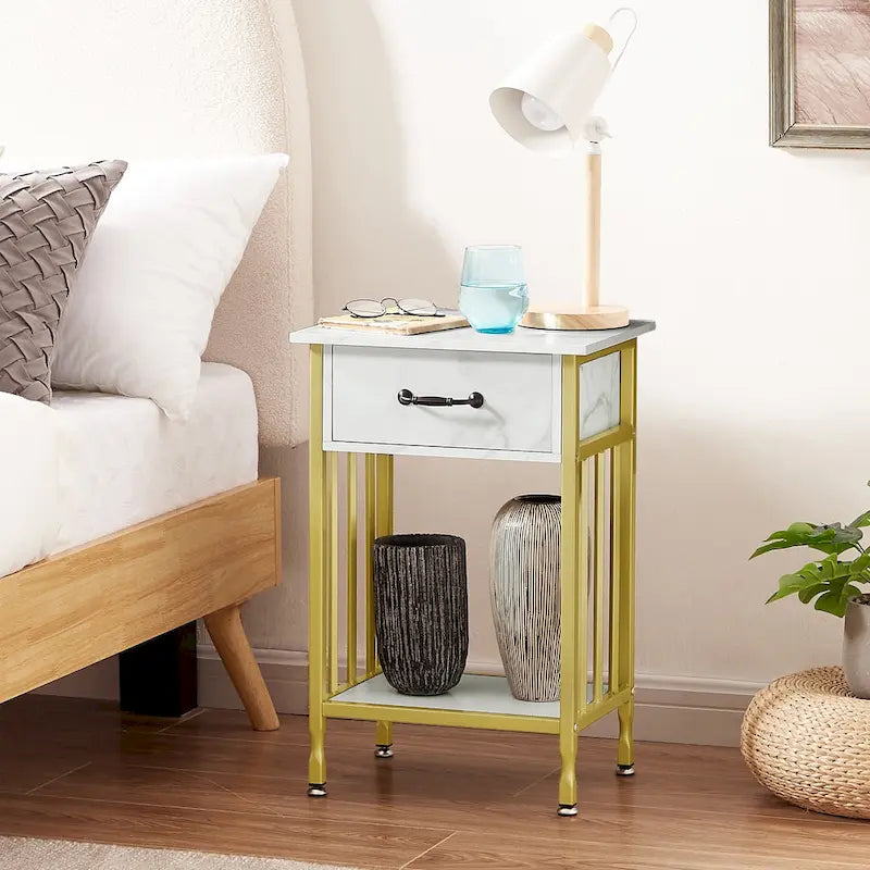 VECELO Lot de 2 tables de chevet modernes avec tiroir et étagère de rangement