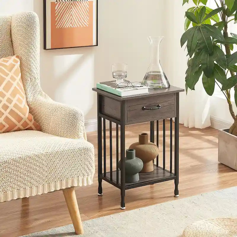 VECELO Lot de 2 tables de chevet modernes avec tiroir et étagère de rangement