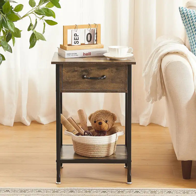 VECELO Lot de 2 tables de chevet modernes avec tiroir et étagère de rangement