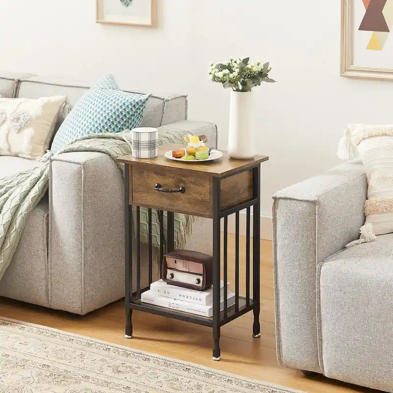 VECELO Lot de 2 tables de chevet modernes avec tiroir et étagère de rangement