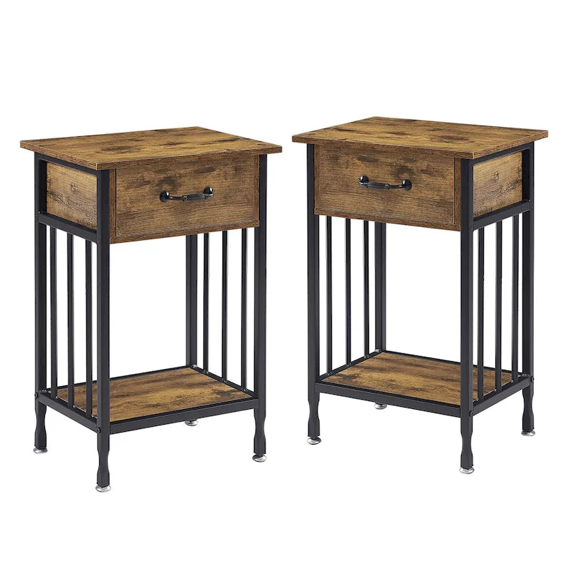 VECELO Lot de 2 tables de chevet modernes avec tiroir et étagère de rangement