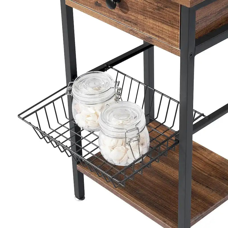 Tables de chevet modernes à 1 tiroir VELCEO avec panier amovible (lot de 2)