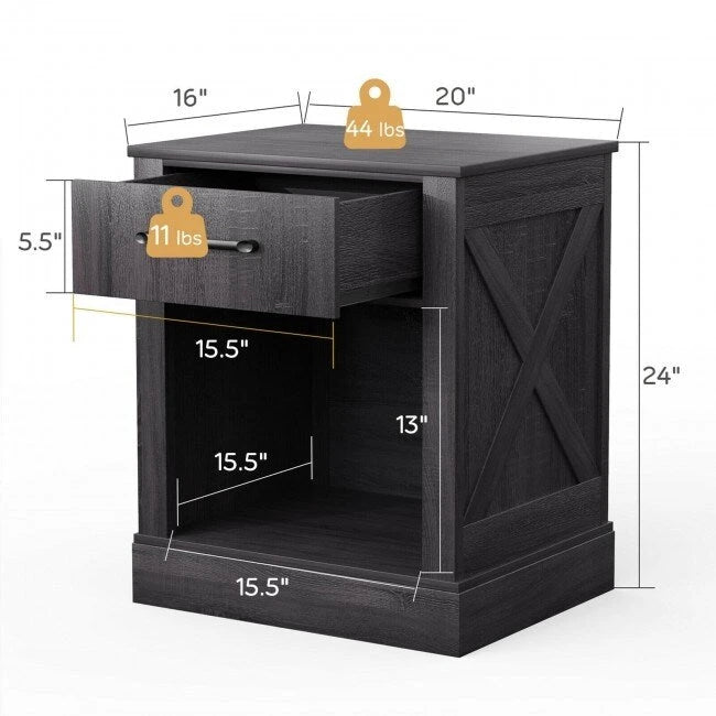 Table de chevet compacte avec tiroir et étagère