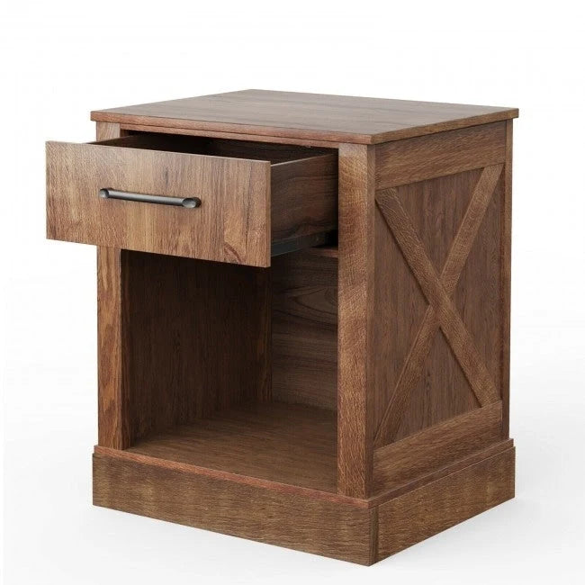 Table de chevet compacte avec tiroir et étagère