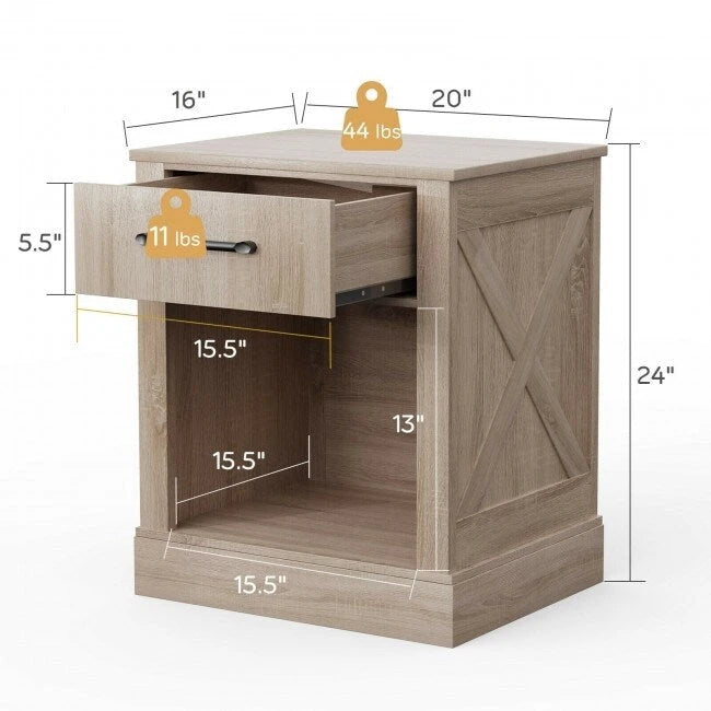 Table de chevet compacte avec tiroir et étagère