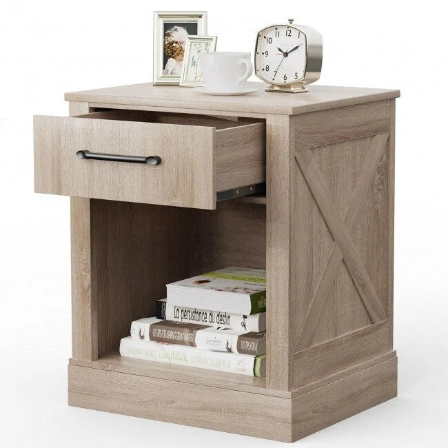 Table de chevet compacte avec tiroir et étagère